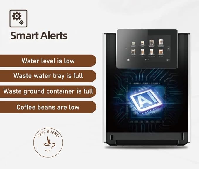 Cafe Bueno Super Automatic Espresso Machine For Home - Coffee Machine With Grinder & Milk Frother For Latte, Cappuccino, Macchiato - Auto Wake & Sleep – All Milk Types