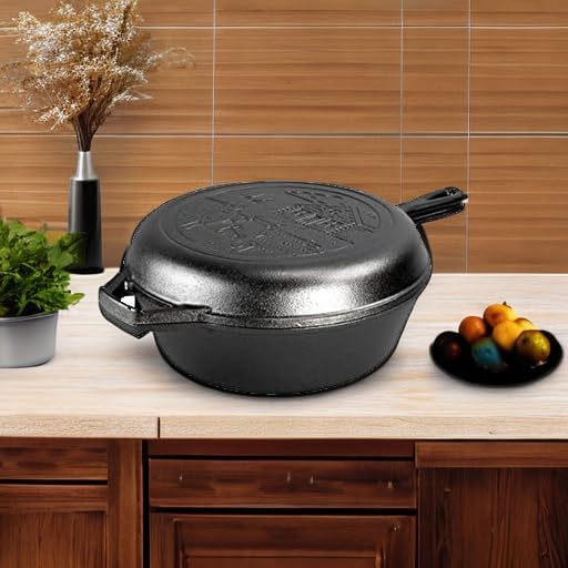 Lodge Cast Iron Wanderlust Series, Cabin Combo Cooker, 3.2 Quart Black