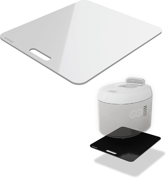 Smoovee - Sliding Surface - Ariel White 14.94 x 13.39 inch, Appliance Rolling Tray for Kitchen Appliances – 360° Wheels, Stainless Steel Hubs, Easy‑Clean Durable Tray