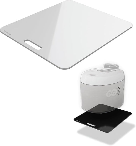 Smoovee - Sliding Surface - Ariel White 14.94 x 13.39 inch, Appliance Rolling Tray for Kitchen Appliances – 360° Wheels, Stainless Steel Hubs, Easy‑Clean Durable Tray