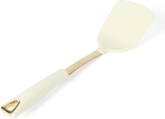 Martha Stewart Lockton 5-Piece Kitchen Tool Set – Stainless Steel & Nylon Cooking Utensils with Linen Handles and Gold Accents, Durable Heat-Resistant Kitchen Gadgets