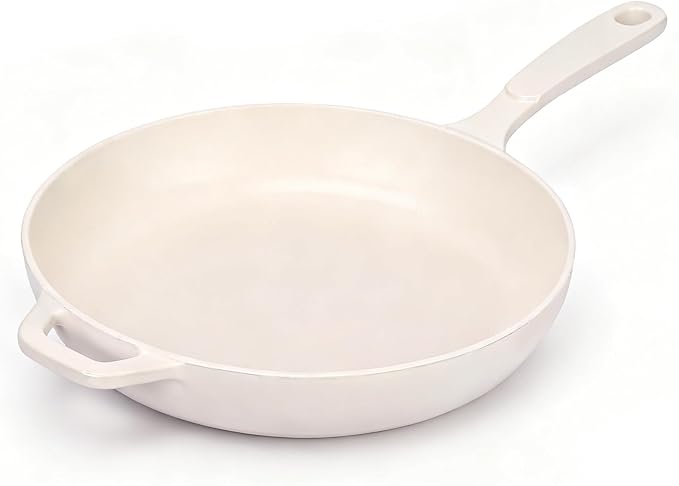Hisencn Cast Iron Skillets,11 Inch Ceramic Frying Pan,Nonstick Frying Pan Without PFAS & PTFE & PFOA,Dishwasher & Oven Safe,Enameled Cast Iron Skillet For Gas/Electric Stovetop