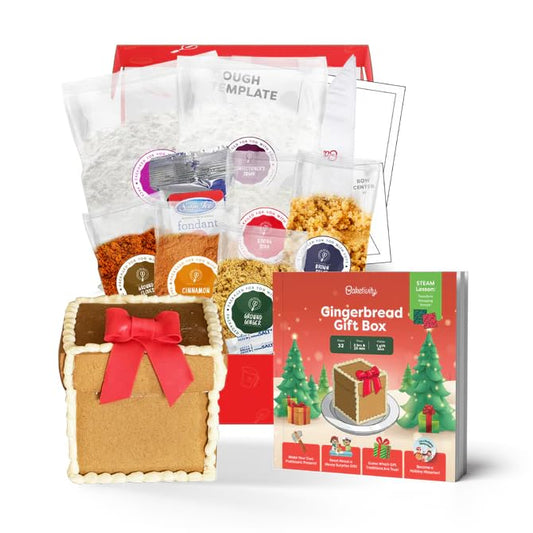Bakerytivity Gingerbread House Gift Box Kit for Kids – Complete Gingerbread Baking & Decorating Set with Pre-Measured Ingredients, Step-By-Step Guide & Holiday Activity Book