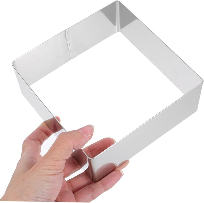 BESTonZON Square Mousse Mold Stainless Steel Cake Ring Reusable Baking Tool for Mousse Desserts and Pastries Non-deforming Smooth Surface for Easy Lifting and Cutting