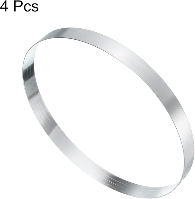 HARFINGTON 4Pcs Round Cake Ring 8.27 x 1 Inch Seamless Stainless Steel Pastry Mousse Dessert Ring Mirror Coating for Baking Cooking English Muffins Crumpet Making Tool