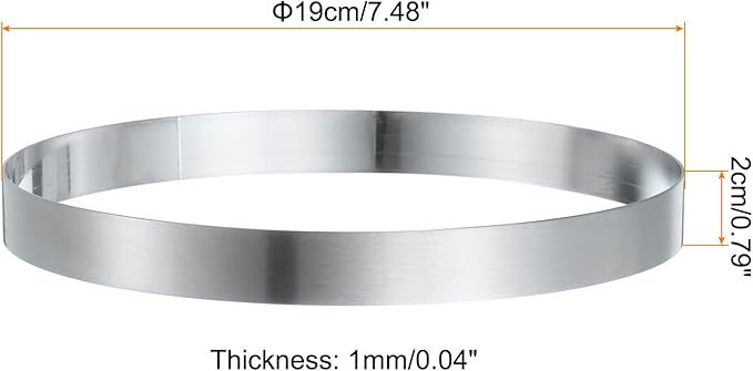 HARFINGTON 4Pcs Round Cake Ring 7.48 x 1 Inch Seamless Stainless Steel Pastry Mousse Dessert Ring Mirror Coating for Baking Cooking English Muffins Crumpet Making Tool