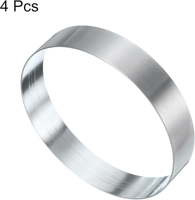 HARFINGTON 4Pcs Round Cake Ring 3.94 x 1 Inch Seamless Stainless Steel Pastry Mousse Dessert Ring Mirror Coating for Baking Cooking English Muffins Crumpet Making Tool