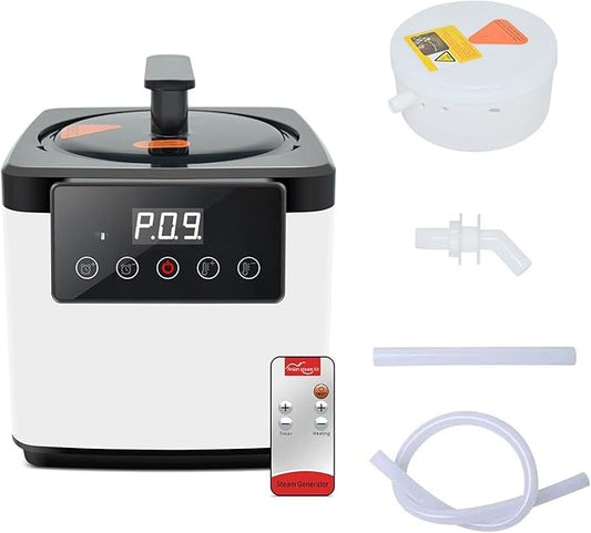Smartmak Sauna Steamer Pot 2.6 L, Portable Steam Generator Set with Time & Tempreture Remote Control, 1000W Spa Machine with Herbal Box for Body Detox 110V US Plug