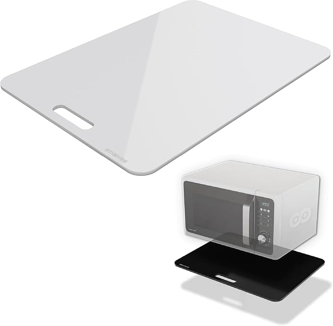 Smoovee - Sliding Surface - Asaf White 12.99 x 18.11 inch, Appliance Rolling Tray for Kitchen Appliances – 360° Wheels, Stainless Steel Hubs, Easy‑Clean Durable Tray