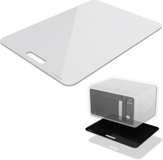 Smoovee - Sliding Surface - Asaf White 12.99 x 18.11 inch, Appliance Rolling Tray for Kitchen Appliances – 360° Wheels, Stainless Steel Hubs, Easy‑Clean Durable Tray