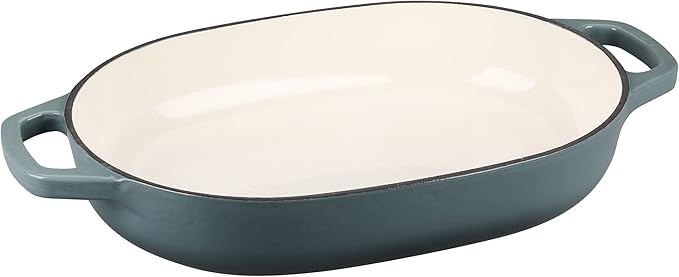 Enameled Cast Iron Oval Dutch Oven Pot with Lid, Dutch Oven for Sourdough Bread Baking, Oval Bread Pan, Bread Oven, Bread Dutch Oven, 7qt, Slateblue