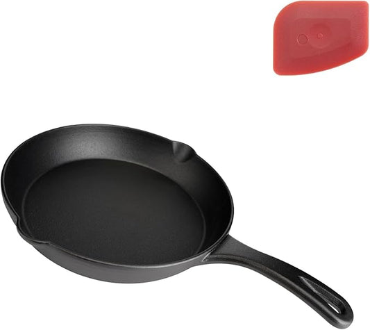 8 Inch Cast Iron Skillet – Pre-Seasoned Frying Pan, Durable Nonstick Cookware for Christmas Holiday Meals, Oven Safe Pan for Kitchen & Camping