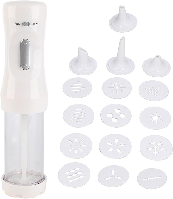 Cookie Press Gun Kit for Baking, Electric Cookie Press Gun Press Cookie Maker with 9 Cake Discs and 1 Icing Tip Baking Tools for Cookie Cake Decorating