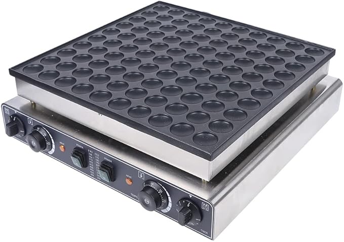 Mini Pancake Baker, 3400W Electric Pancake Making Machine with Two Independent Baking Zones and Heat Indicator, Home & Commercial Adjustable Temperature & Time Mini Pancake Maker 100 Pcs Capacity