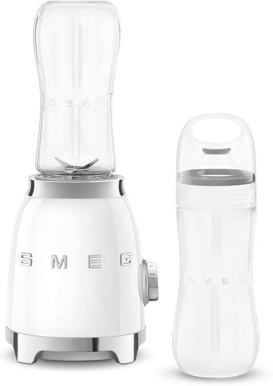 SMEG 50's Retro Style Personal Blender with Backlit Knob and Two BPA 600 ML Free bottles PBF01WHUS