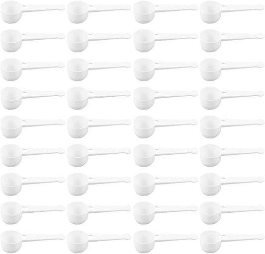 100pcs Plastic Measuring Scoop 10g Long Handle Coffee Spoon Scale Teaspoons Tablespoon for Milk Powder Fruit Powder Spices Kitchen Baking Tools