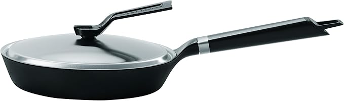Vermicular Oven-Safe Skillet with Stainless Steel Lid | 20cm (7.9”) | Aluminum Handle | Lightweight Enameled Cast Iron Pan with Non-Toxic Enamel Finish | Induction-compatible | Made in Japan