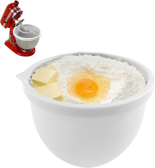 Silicone Liner for KitchenAid 5 Qt Tilt-Head Stand Mixer, Odourless,Thicker, Cold/Heat-Resistant & Non-Stick, Easy Clean, Fits 5 Quart Mixing Bowl with Lid，White