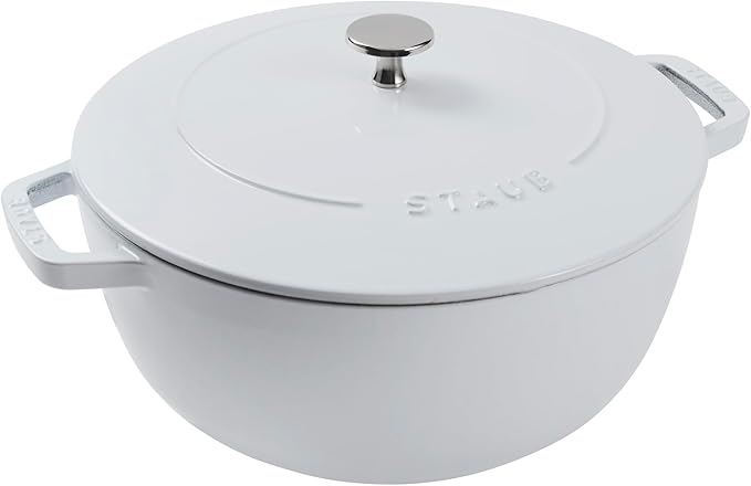 Staub Cast Iron Essential French Oven, Dutch Oven, 5-quart, serves 5-6, Made in France - White