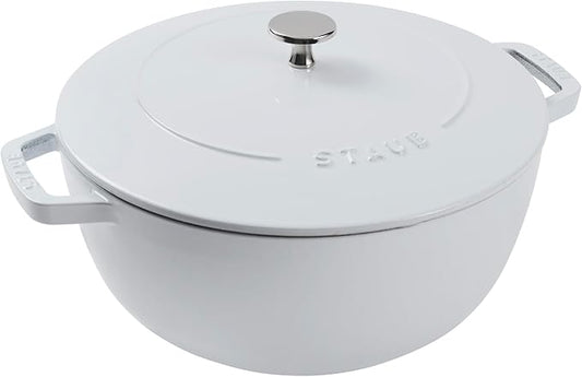 Staub Cast Iron Essential French Oven, Dutch Oven, 5-quart, serves 5-6, Made in France - White