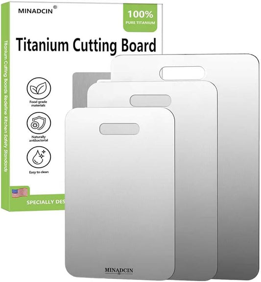 Titanium Cutting Boards For Kitchen, 100% Pure Cut Titanium Cutting Board, Food Grade Quality, Double-sided non-toxic, Easy To Clean, Dishwasher Safe And Will Not Absorb Odors(18L*10W)