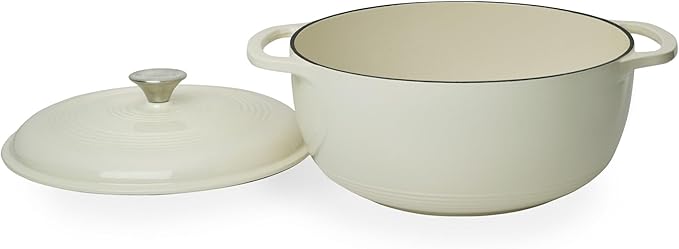 Mercer Culinary Enameled Cast Iron Round Dutch Oven, 6 qt., White