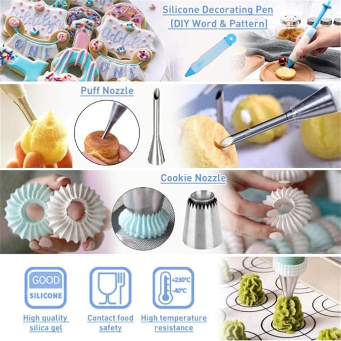 253 Piece Cake Turntable Set, Baking Tool Combination Cookies And Flower Mouth
