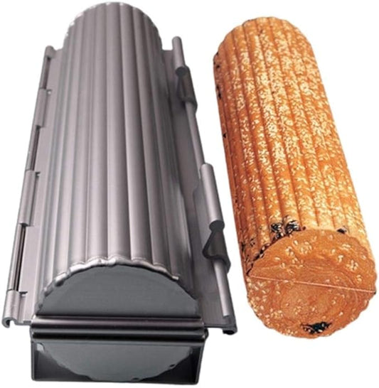 Aluminum Alloy Open Close Type Corrugated Round Toast Bread, Reusable Bread Loaf Pan Nonstick Bread DIY Baking Tool