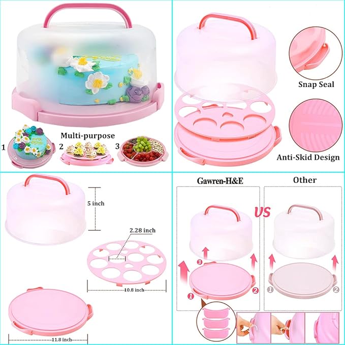 Gawren-H&E 678pcs Cake Decorating Kit,Cake Baking Suppplies with Decorating Tools,Cake Carrier,Springform Pans,Piping Bags and Tips Set,Turntable,Cake Decorating Supplies for Beginners/Professional