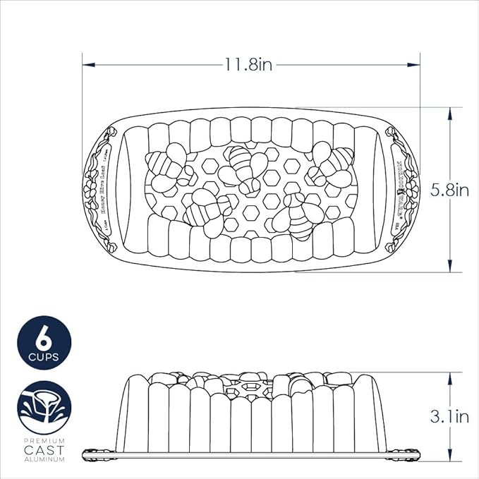 Nordic Ware Honey Hive Loaf, 6 Cup, Toffee