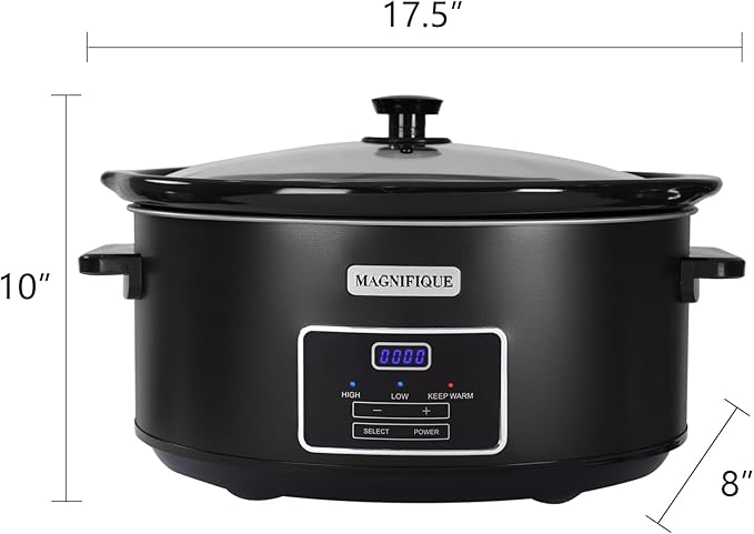 8 Quart Programmable Slow Cooker, Kitchen Appliances, Perfect Kitchen Small Appliance for Family Dinners, Black Stainless Steel