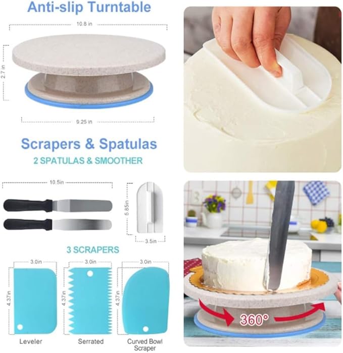 253 Piece Cake Turntable Set, Baking Tool Combination Cookies And Flower Mouth