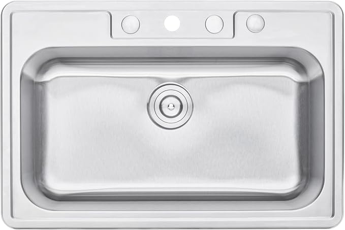 CozyBlock 33" Stainless Steel Drop In/Topmount Single Bowl Kitchen Sink (Sink Only)