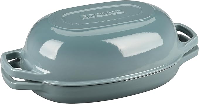 Enameled Cast Iron Oval Dutch Oven Pot with Lid, Dutch Oven for Sourdough Bread Baking, Bread Oven, Bread Dutch Oven, Oval Bread Pan, 5qt, Seasalt