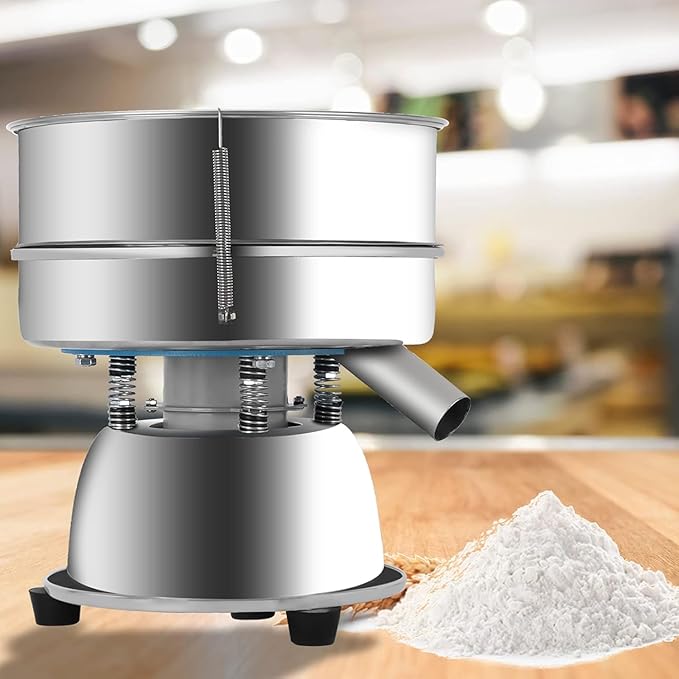 Automatic Electric Vibrating Sifter Machine, Sieve Shaker With 2 Screens (10 & 60 Mesh), for Flour, Rice, Mung Bean, Powder