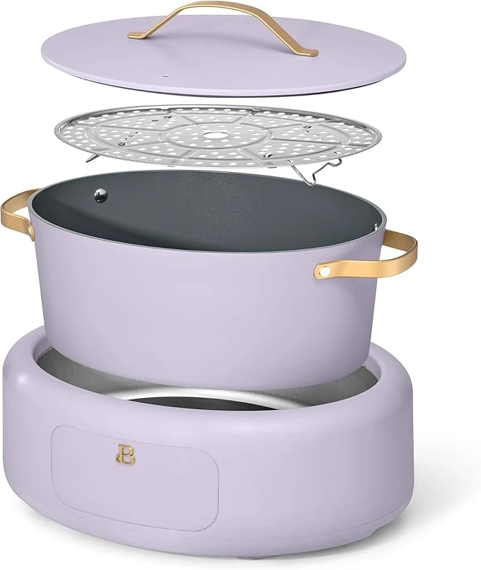 10-in-1 Electric Multi-Cooker by 6-quart, digital display, 10 cooking functions, non-stick pot, easy one-touch control (Lavender)