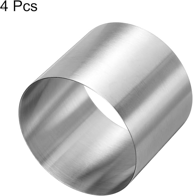 HARFINGTON 4PCS Round Cake Ring 2 x 2 Inch Seamless Stainless Steel Pastry Mousse Dessert Ring Mirror Coating for Baking Cooking Making Tool