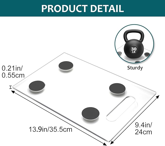 Appliance Slider 360° Rolling Tray for Coffee Maker Acrylic Coffee Pot Slider Tray Countertop Rotation Sliding Tray with Wheels, Small Appliances Mat Clear(Small 13.9"×9.4")