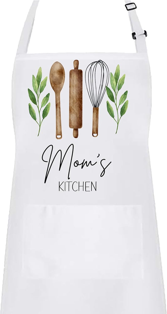 Personalized Baking Tools Kitchen Apron, Adjustable 2 Pockets, Blue Spatula Custom gift for baker