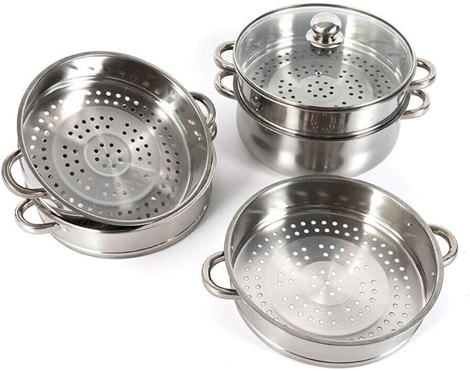 Multipurpose Stock Pot and Steamer Pots 5 Tier Pasta Pots Cooker Pot Kitchen Steaming Cookware with Lid for Cooking Vegetables, Seafood,Soups, Stews (17.71'' H)