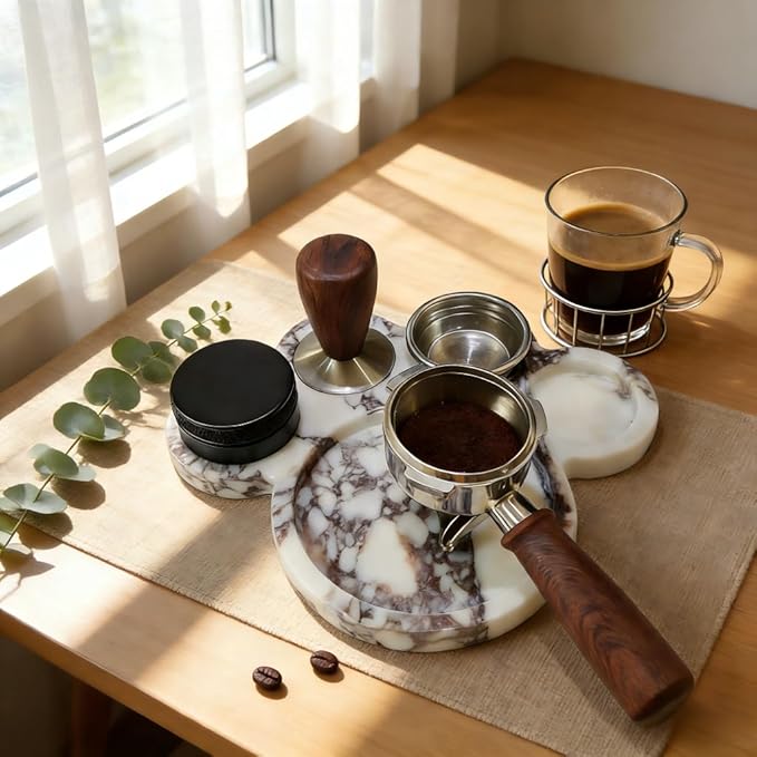 Cat Paw Marble Coffee Tamper Stand, White and Purple Veined, Espresso Accessories Holder (white)