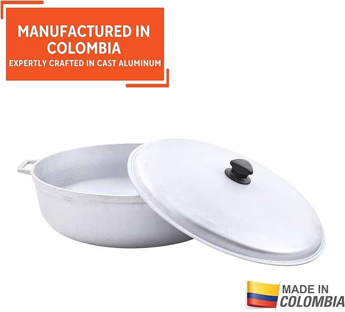 IMUSA GAU-80508 Jumbo Traditional Natural Caldero for Cooking and Serving, 18 Quart, Silver