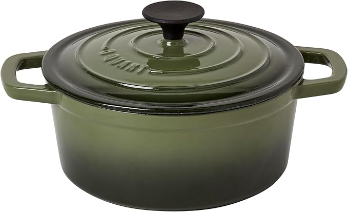 Smith & Clark 3-Quart Enameled Cast Iron Dutch Oven Pot with Lid, Green