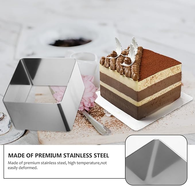 UPKOCH 4 Inch Square Stainless Steel Cake Ring Mold for Mousse Tiramisu Cheesecake Small Square Baking Tool Dishwasher Safe for Home Kitchen Desserts