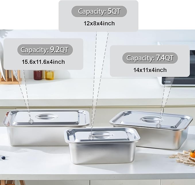 4 Inch Extra Deep Lasagna Pan with Lid, 11.6x15.6 Inch 9.2QT Large Stainless Steel Nonstick Lasagna Baking Roasting Dish Pan for Oven(L, 1 Pack)
