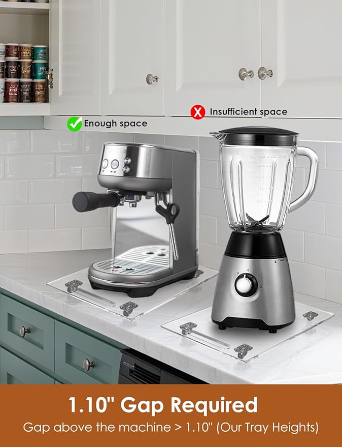 Acrylic 360° Glide Heavy-Duty Appliance Sliders for Countertops – Space-Saving, Effortless No-Lift Moving Tray for Coffee Makers, Kitchen Appliances with Scratch-Proof Protection(Clear)