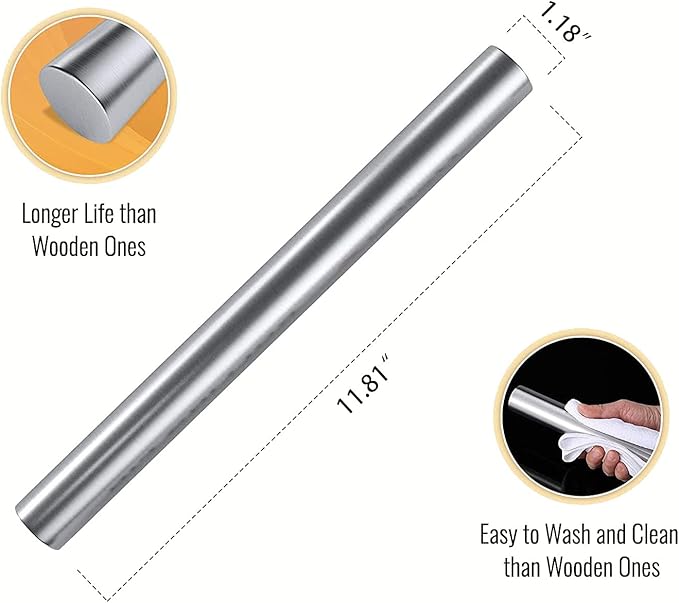 Stainless Steel Cutting Board with Lip, Extra Large Stove Top Chopping Board Pastry Board Kneading Board Noodle Boards 32”x 20” with Rolling Pin