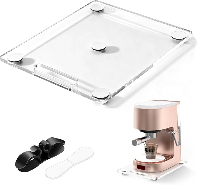 Acrylic Sliding Tray for Coffee Maker & Kitchen Appliances-12"x14", Appliance Slider for Coffee Maker with Wheels 360° Silent Roller, Coffee Pot Slider Tray for Countertop
