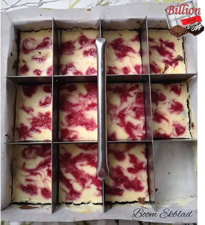Stainless Brownie Cutter - 8,9,10,11,12 Inch Heavy Duty Baking Pan or Slicer Ensures Perfect Crispy Edges - Cake Portion Cutter (Cutter 8x8"12 Pcs.)