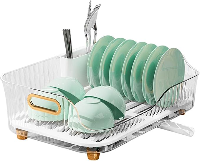 Dish Drying Rack, Dish Rack for Kitchen Counter Bowl Plate Storage Dish Drainer Rack with Drainboard for Kitchen Counter and Sink